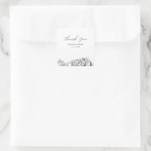 ラスベガス結婚のランドマークに感謝 スクエアシール (バッグ)