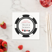 ラスベガス結婚の白黒トランプのポーカーチップ スタンダードカクテルナプキン (インサイチュ)