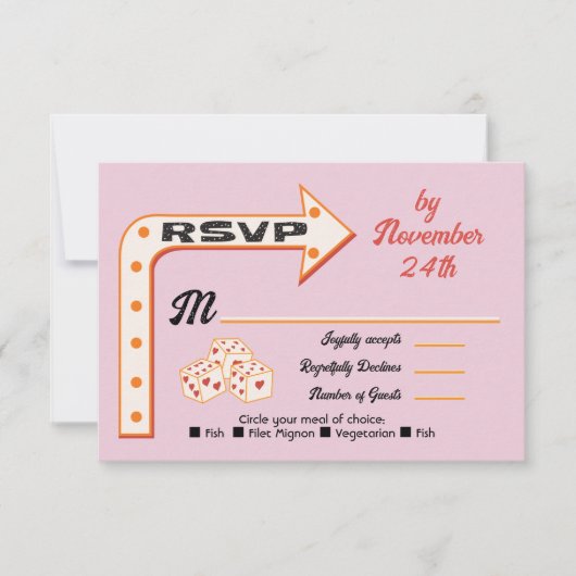 ラスベガス結婚の矢印記号rsvp応答カード 招待状 (正面)