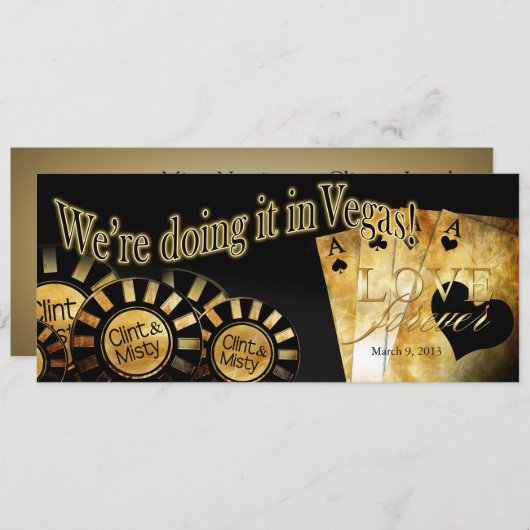 ラスベガス結婚の連絡(4Uに合わせて自分でカスタマイズ) 招待状 (正面/裏面)