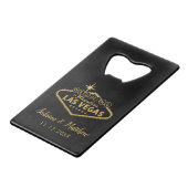 ラスベガス結婚の金ゴールドとブラック クレジットカード栓抜き (正面アングル)