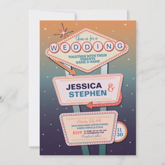 ラスベガス結婚カジノパーティー 招待状 (正面)