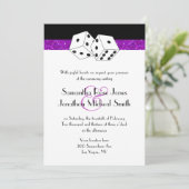 ラスベガス結婚サイコロテーマパープルフェイクグリッター 招待状 (スタンド正面)