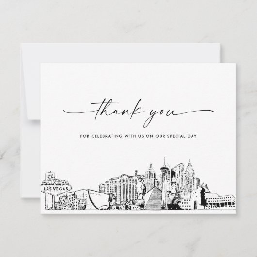 ラスベガス結婚スカイラインの写真サンキューカード 招待状 (正面)