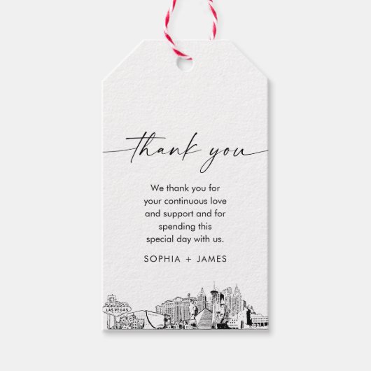 ラスベガス結婚スカイラインメッセージカード ギフトタグ (正面)