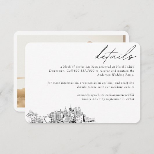 ラスベガス結婚ズホテルルームブロック詳細 エンクロージャーカード (正面/裏面)