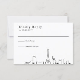 ラスベガス結婚ズ |スタイル化されたスカイラインRSVP 出欠カード