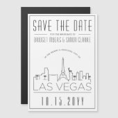 ラスベガス結婚ズ |スタイル設定されたスカイライン日付を保存 マグネット招待状 (正面/裏面)