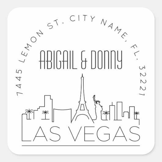 ラスベガス結婚ズ |事前にアドレス指定された封筒用シール スクエアシール (正面)