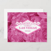 ラスベガス結婚ポストカードにピンクのバラ ポストカード (正面/裏面)