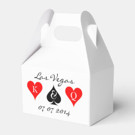 ラスベガス結婚式の引き出物ボックスとモノグラムスーツ フェイバーボックス