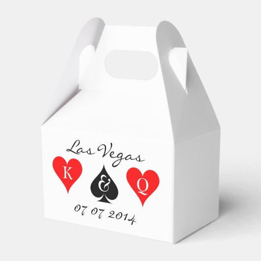 ラスベガス結婚式の引き出物ボックスとモノグラムスーツ フェイバーボックス (正面サイド)