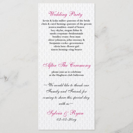 ラスベガス結婚式 プログラム (裏面)