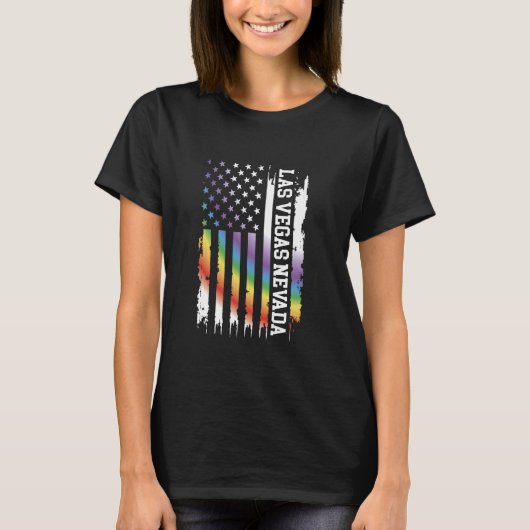 ラスベガス統一された州動揺してレインボー Tシャツ (正面)