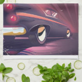 ラスベガス自動ヴィンテージ旅行ポスター。 キッチンタオル (折り畳み)