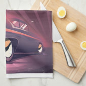 ラスベガス自動ヴィンテージ旅行ポスター。 キッチンタオル (四つ折り)