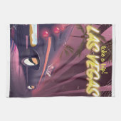 ラスベガス自動ヴィンテージ旅行ポスター。 キッチンタオル (横)