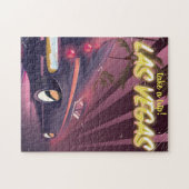 ラスベガス自動ヴィンテージ旅行ポスター。 ジグソーパズル (横)