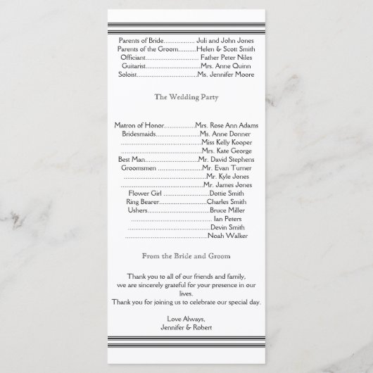 ラスベガス行き先ウェディングプログラム プログラム (裏面)