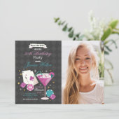 ラスベガス誕生日サイコロチップス写真パーティー 招待状 (スタンド正面)