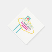 ラスベガス誕生日パーティピンクサイン スタンダードカクテルナプキン (角)