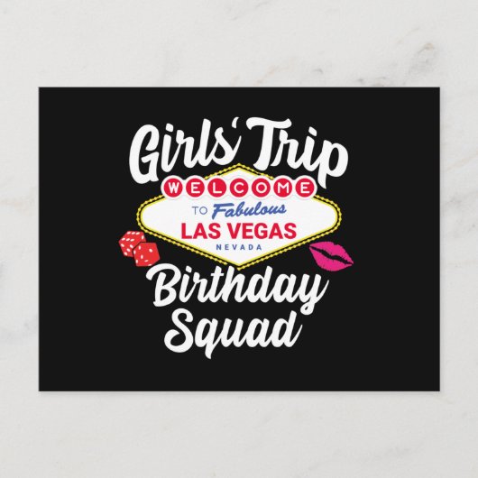 ラスベガス誕生日パーティー - ガールズトリップ 誕生日スクワッド ポストカード (正面)