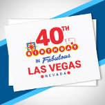 ラスベガス誕生日パーティー – 40th Birthday In Vegas ポストカード<br><div class="desc">ラスベガスで40歳の誕生日を計画するのか？このラスベガスへようこそサインスタイルデザインは、ラスベガスで誕生日パーティーと一緒に40歳の祝ための完璧な方法である！週末素晴らし休暇や休暇のため来に、女の子の旅行や誕生日の分隊がラスベガスへ。「40th Birthday in Fabulous Las Vegas Nevada」の特徴/キング&エース優勝ブラックジャックの手と有名な「Welcome to Las Vegas」のスタイルで設計されたサイコロのペアLas Vegas Blvdの南端にランドマーク。写真素晴らしとラスベガスのお土産に！</div>