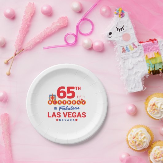 ラスベガス誕生日パーティー – 65誕生日インベガス ペーパープレート (パーティー)