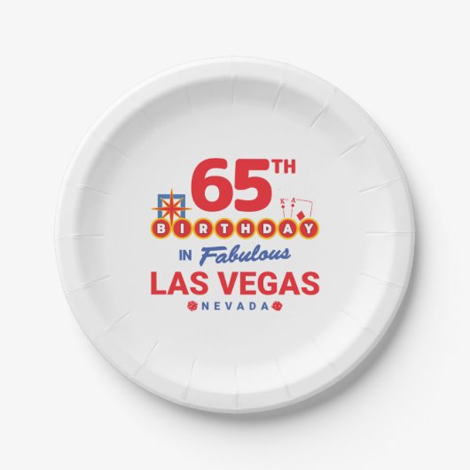 ラスベガス誕生日パーティー – 65誕生日インベガス ペーパープレート (正面)