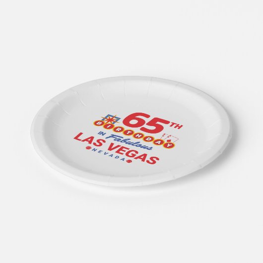 ラスベガス誕生日パーティー – 65誕生日インベガス ペーパープレート (アングル)