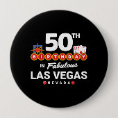 ラスベガス誕生日パーティー – Vegasで50誕生日 缶バッジ (正面)
