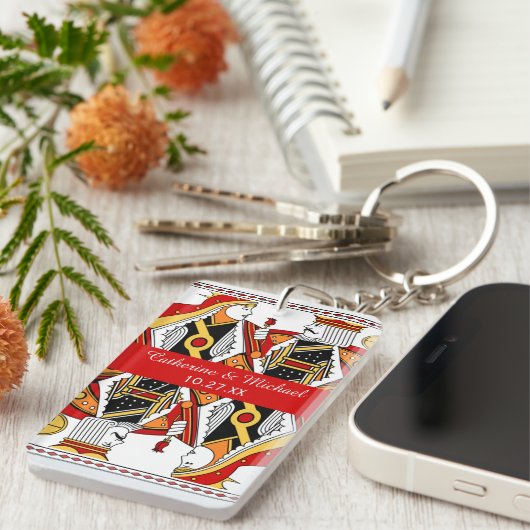 ラスベガス遊のカードキング&クイーン結婚式の引き出物 キーホルダー (正面右)