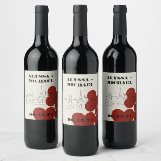 ラスベガス遊カジノスカイライン結婚ズ ワインラベル (ボトル)