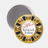 ラスベガス金ゴールド&ブラックカジノチップマグネットの好意 マグネット (正面/裏面)