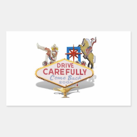 ラスベガス離れ（ラスベガスのウェルカムサインの裏側） 長方形シール (正面)