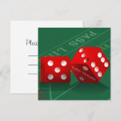 ラスベガス風ダイスが置かれたクラップス テーブル 招待状 (正面/裏面)