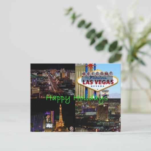 ラスベガス風光明媚なポストカードからハッピーホリデーズ シーズンポストカード (スタンド正面)