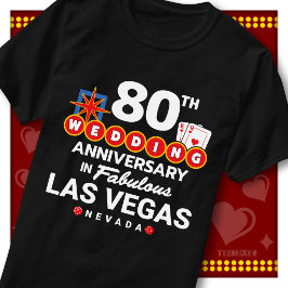 ラスベガス風80周年記念の結婚記念日ペアデザイン Tシャツ