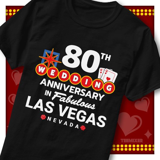 ラスベガス風80周年記念の結婚記念日ペアデザイン Tシャツ