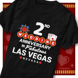 ラスベガス2周年記念の華やかな新婚カップル Tシャツ