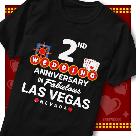 ラスベガス2周年記念の華やかな新婚カップル Tシャツ