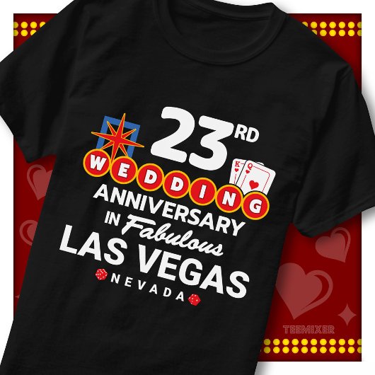ラスベガス23周年記念の華やかな結婚記念日のカップル Tシャツ