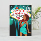 ラスベガス30歳誕生日パーティーティール(緑がかった色) 招待状 (スタンド正面)