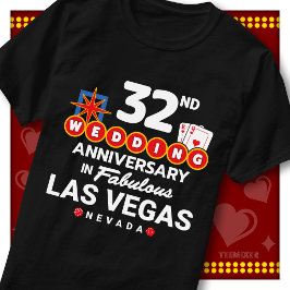 ラスベガス32周年記念の華やかな結婚記念日のカップル Tシャツ