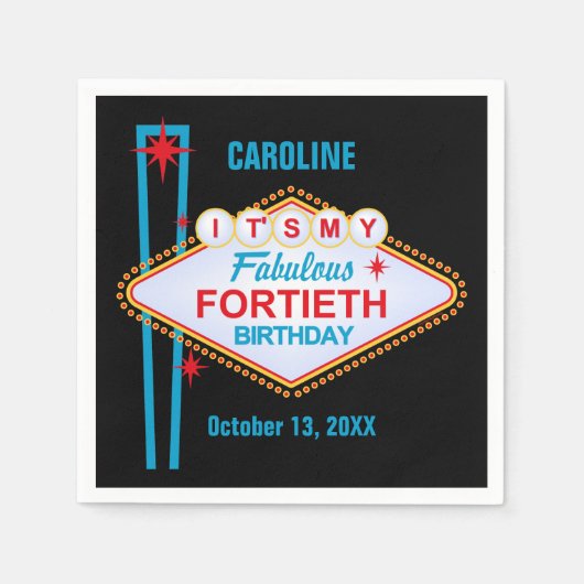 ラスベガス40歳の誕生日 スタンダードカクテルナプキン (正面)