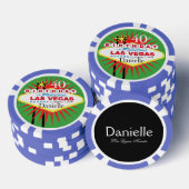 ラスベガス40th誕生日カジノチップグリーンブルー ポーカーチップ (積み重ね)
