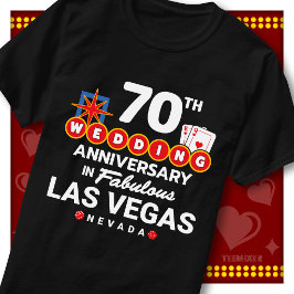 ラスベガス70周年記念の華やかな結婚記念日のカップル Tシャツ