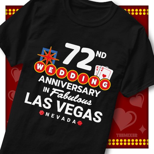 ラスベガス72周年記念の華やかな結婚記念日のカップル Tシャツ