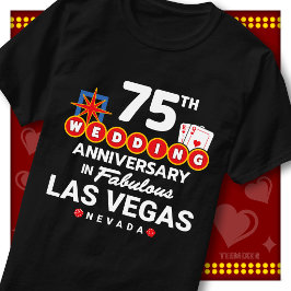 ラスベガス75周年記念の華やかな結婚記念日 Tシャツ