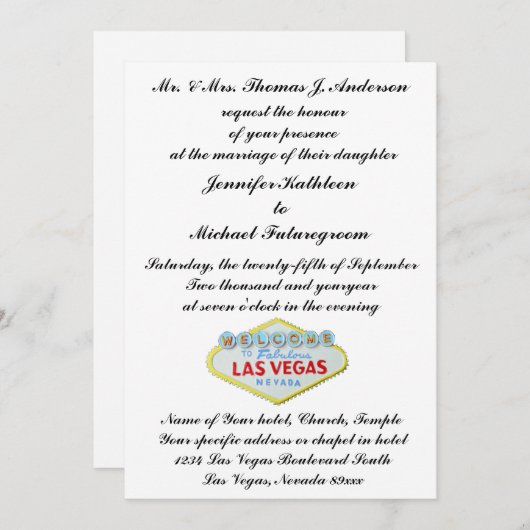 ラスベガス·ウエディング·インビテフォーマルィ 招待状 (正面/裏面)